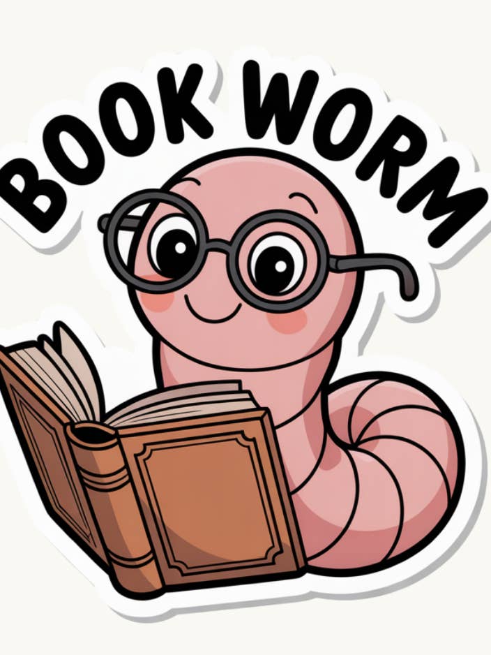 Bookworm Sticker |vinyl decal for wholesale by The sticker era