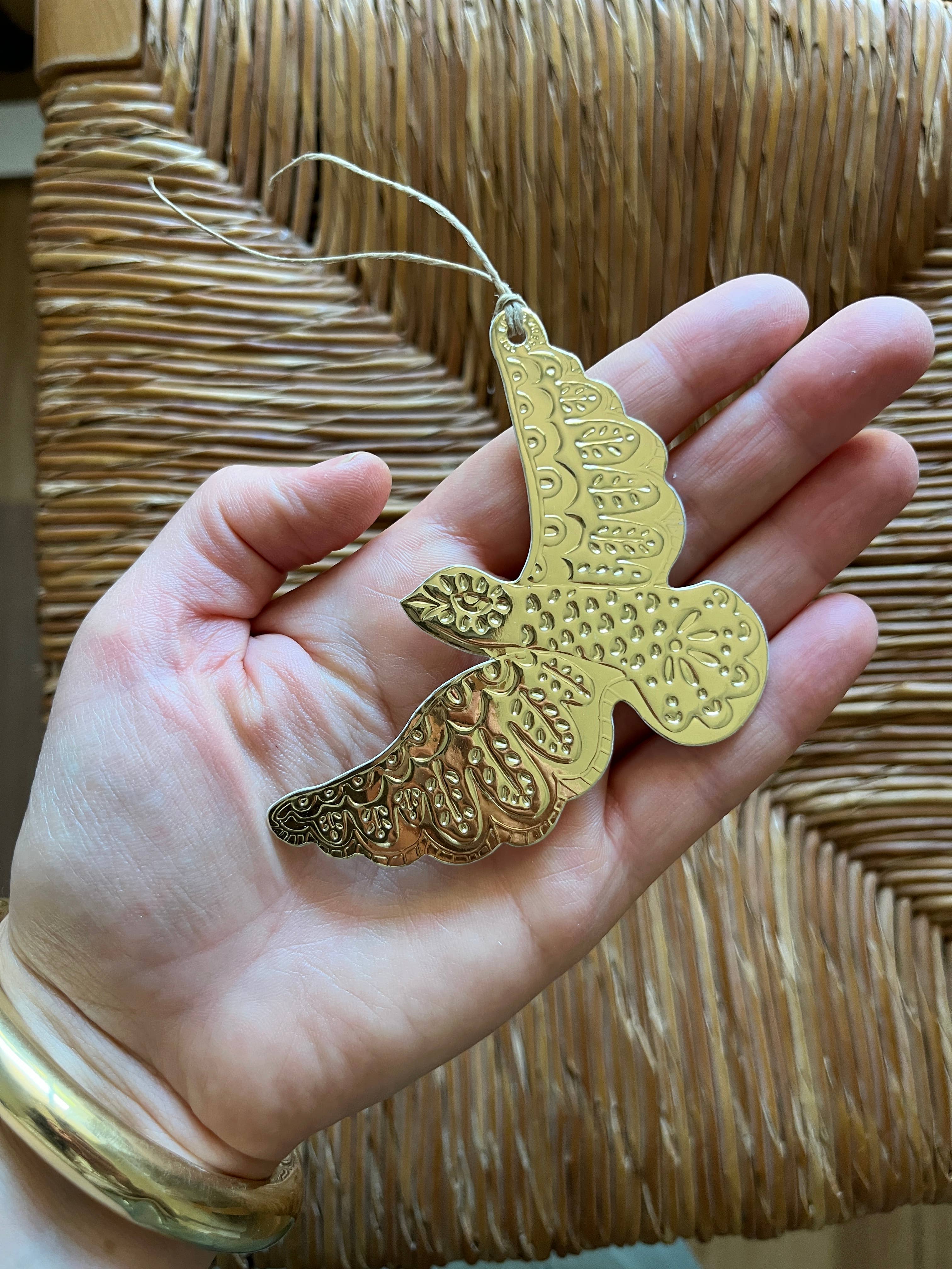 THE LITTLE PRESS - Wholesale Ornament - Dove - Faux-tin Ornament - Gold3