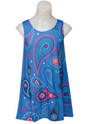 Paisly - Blauwe meisjesjurk met bloemen voor wholesale door Deezo kids