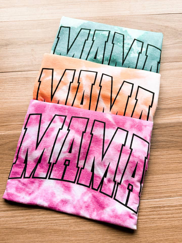 D&E Tees - Wholesale Screen Printed T-Shirt - Women's - Mama Varsity Bleached Graphic Tee1