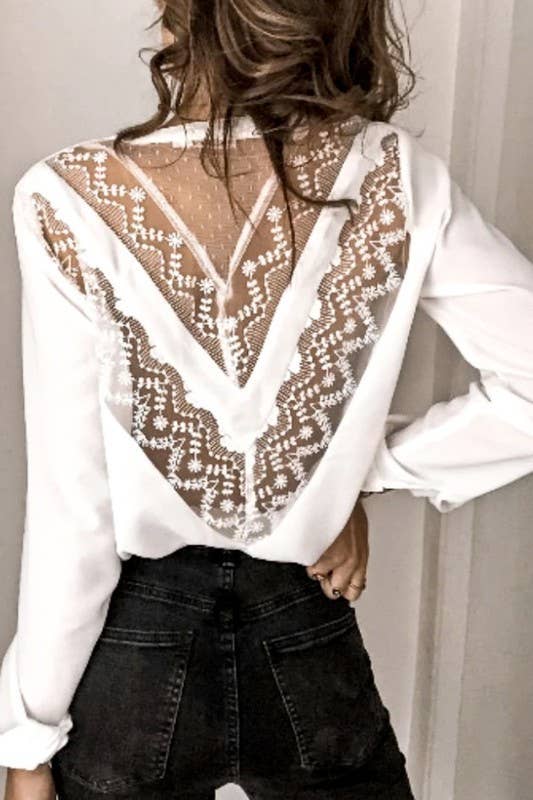 TREND SHOP - Wholesale Blouse - Women's - LACE DETAILED LOOSE FIT BLOUSE TOP4