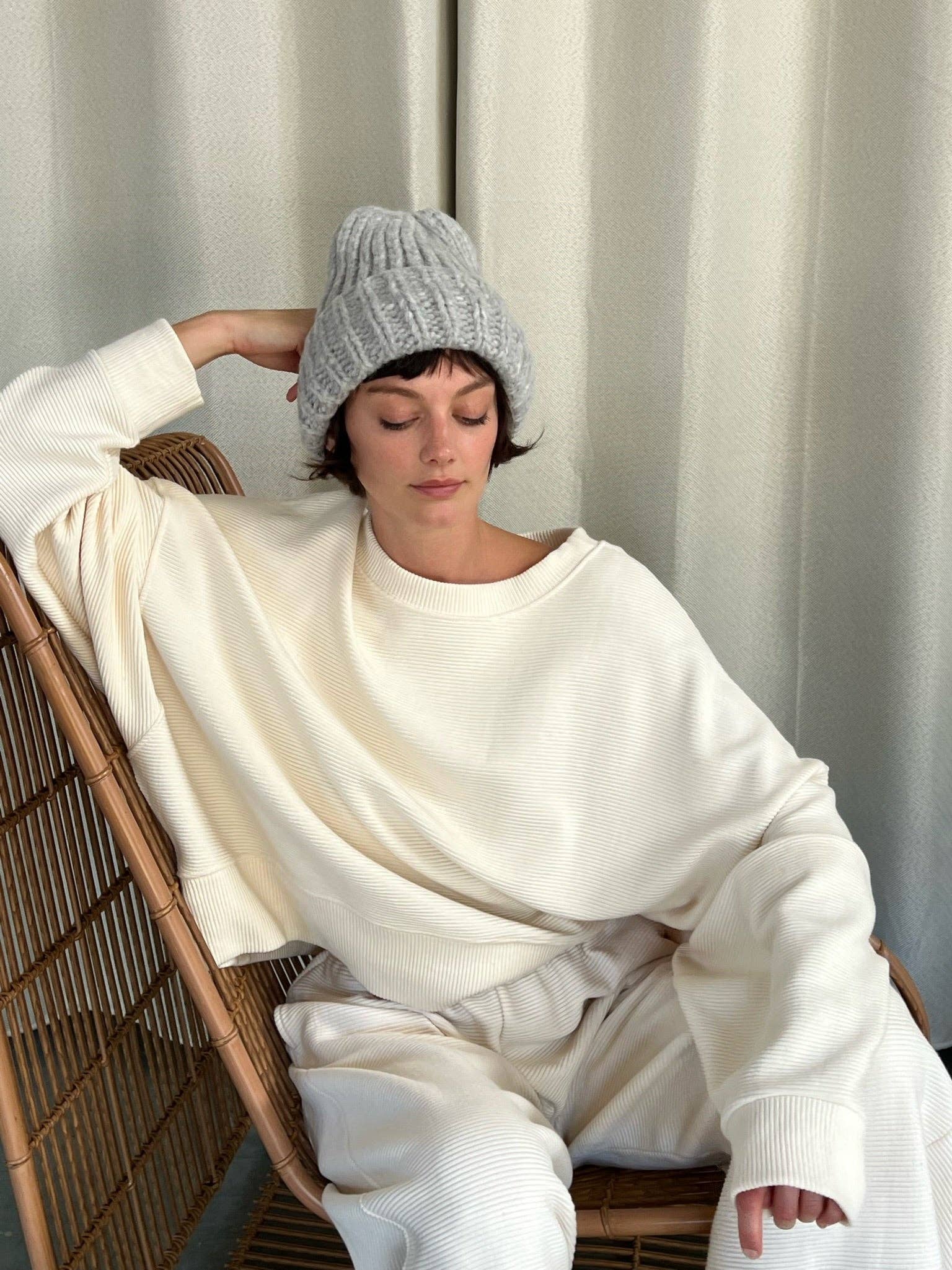 Na Nin – Großhandel Strickpullover – Damen – Margot Kurzes Sweatshirt aus Baumwolle mit Riffelmuster18