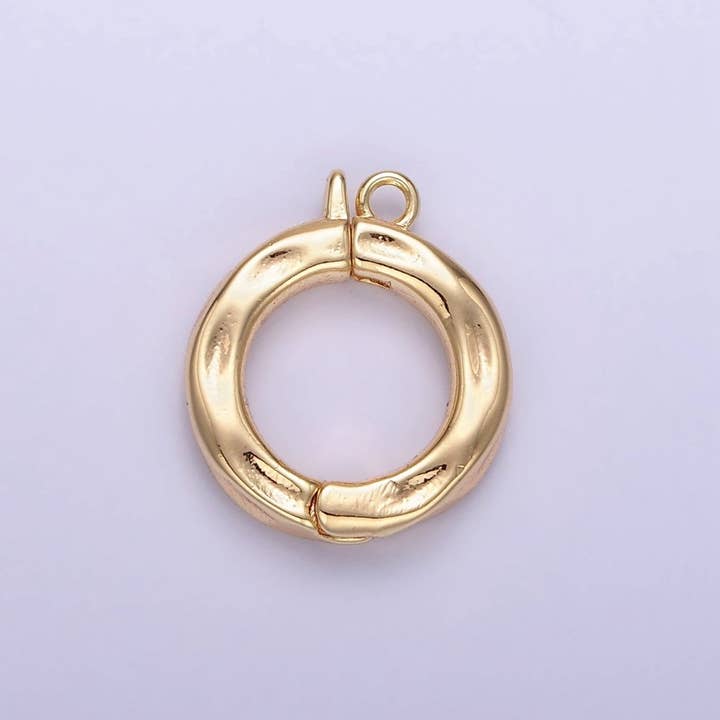 14K Gold Filled 15mm Round Hammered Enhancer Clasps Closure Findings | Z795 for wholesale by Aim Eternal