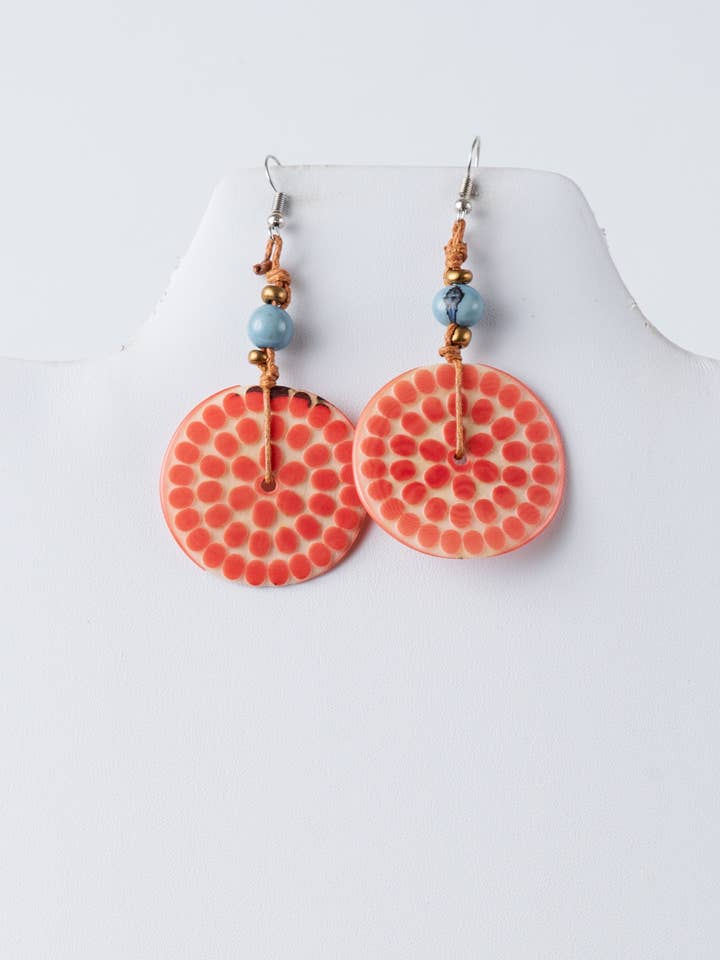 Lana Eco-Chic Engraved Tagua Earrings for wholesale by TaguArtsy