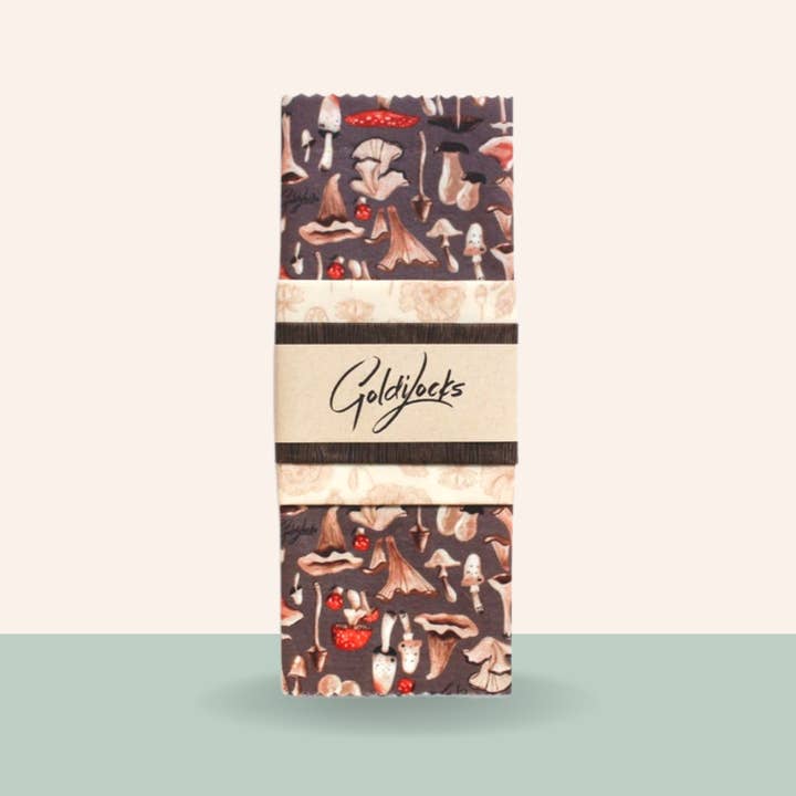 Goldilocks Goods - Wholesale Food Storage Wrap/Bag - Reusable Beeswax Food Wraps: Mushrooms Set of 35