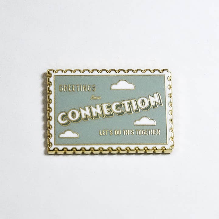 Connection Stamp Enamel Pin for wholesale by Yours Truly, Mary Anne