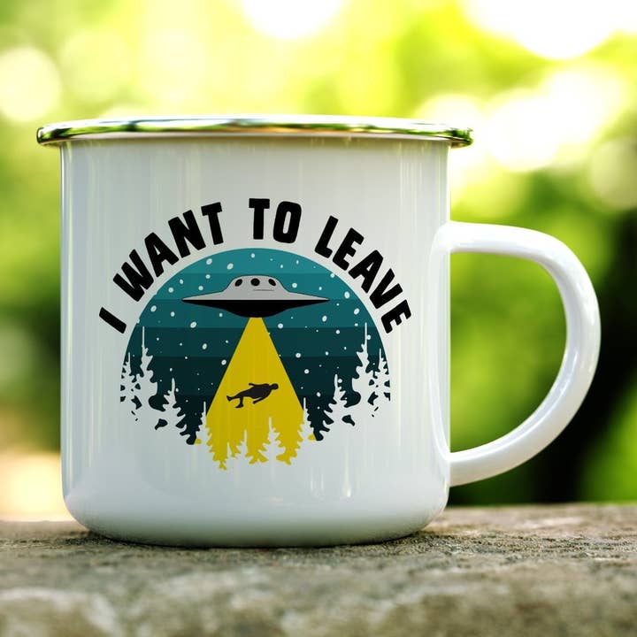Loftipop - Wholesale Coffee Mug - I Want to Leave UFO Campfire Camping Mug, Funny Alien Cup1