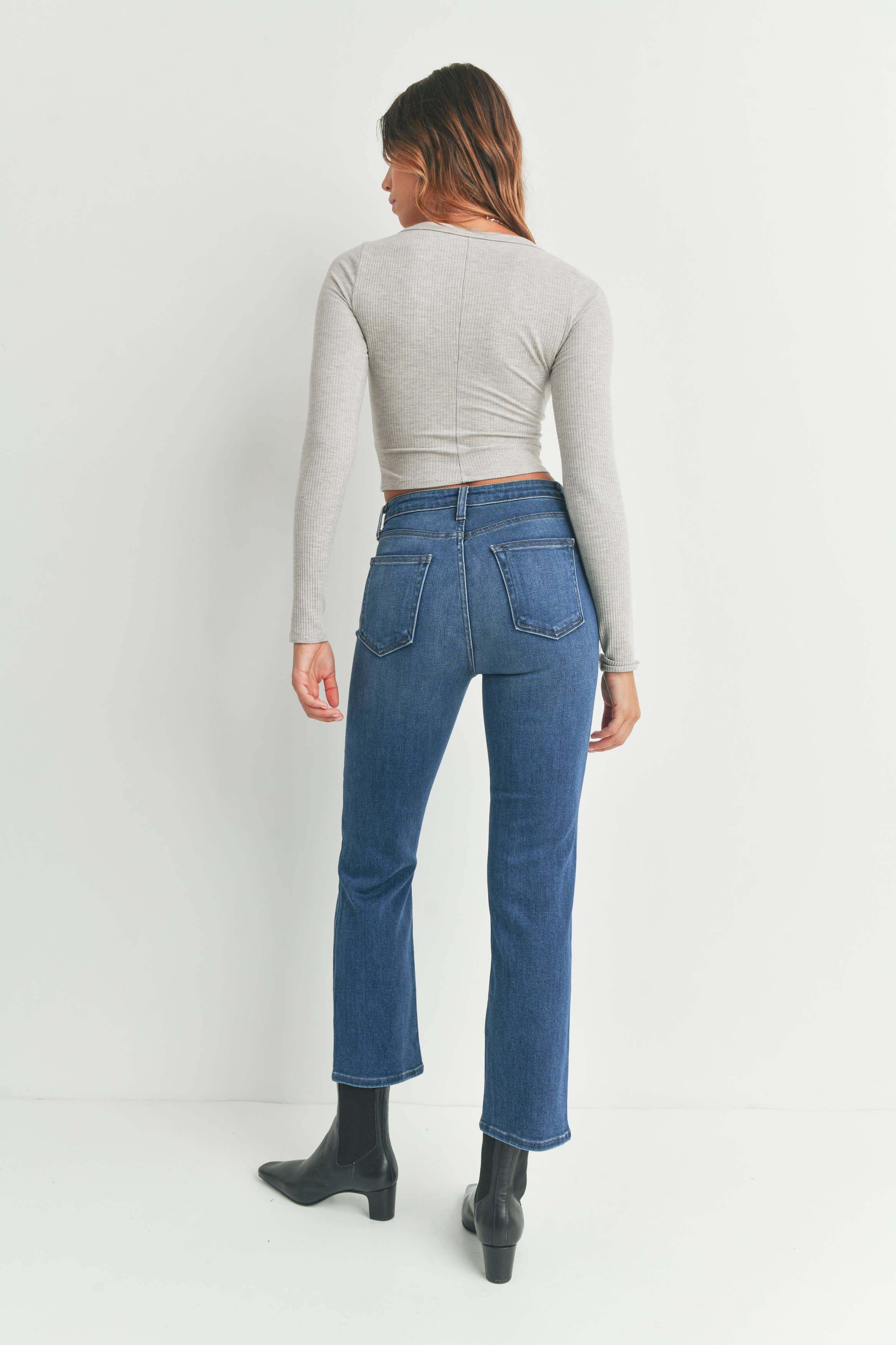 JUST BLACK DENIM - Wholesale Jeans - Women's - BP341J - DK - Straight Leg W/ Knee Slits2