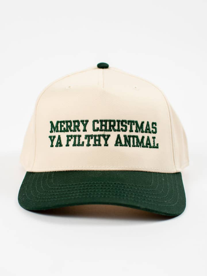 'Merry Christmas Ya Filthy Animal' Embroidered Trucker Hat for wholesale by American Farm Company