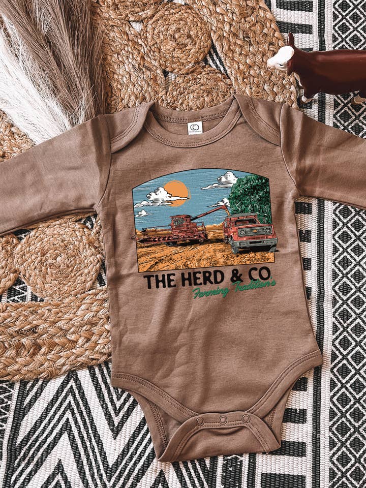Farming Traditions - Long Sleeve Onesie for wholesale by The Herd & Co