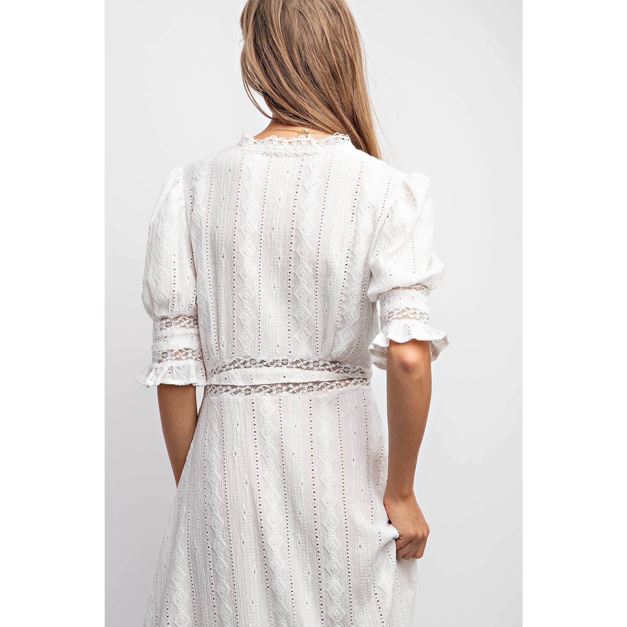 Sweet Generis - Wholesale Dress - Women's - CHIC WOVEN MAXI BUTTON DOWN SHIRT DRESS WITH TRIM LACE DETAI18