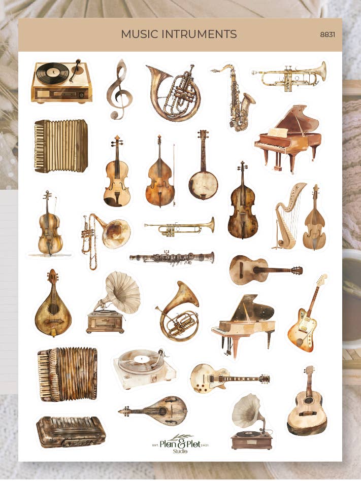 Instrumentos musicais | Autocolantes por atacado de Plan & Plot Studio
