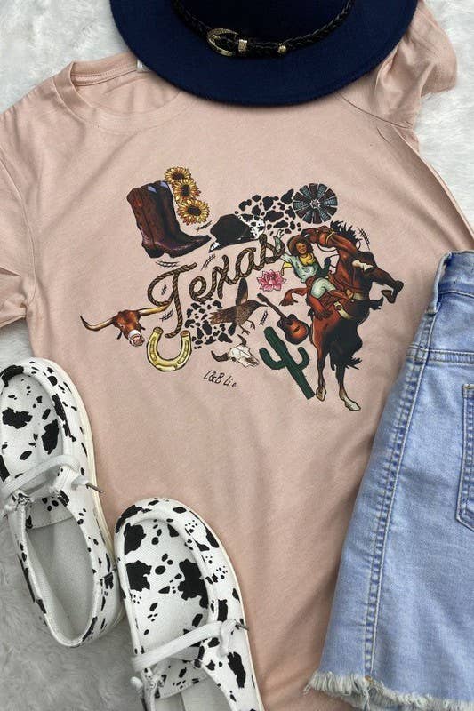 Peach DTF BC Texas Rodeo Cowhide, Rodeo, Texas, Fun for wholesale on Faire