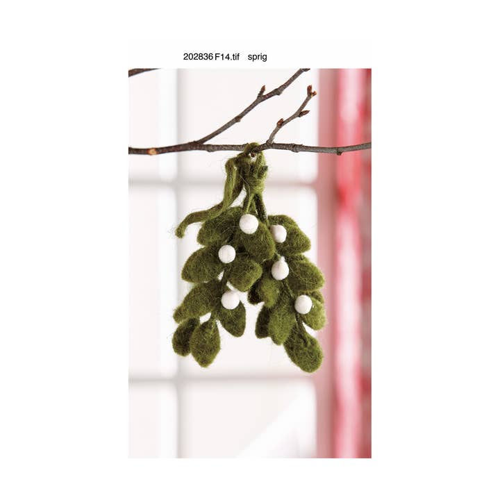 tag - Wholesale Ornament - Green Mistletoe Felt Ornament Christmas1