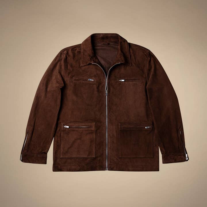 Cafe Racer Jacket - Brown Suede for wholesale by Del Toro Shoes