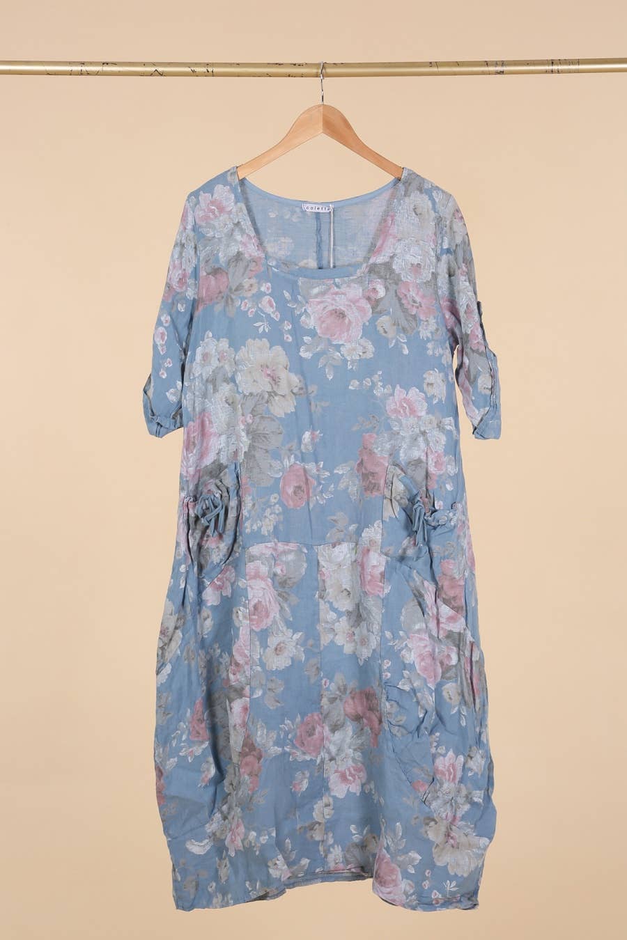 la maison des fibres naturelles – Großhandel Kleid – Damen – Leinenkleid mit floralem Muster, 100 % Leinen, Modell 6796740