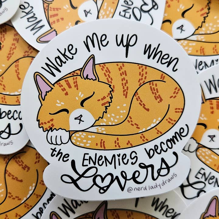 Nerd Lady Designs - Wholesale Sticker - Enemies to Lovers Sleeping Kitty Sticker0