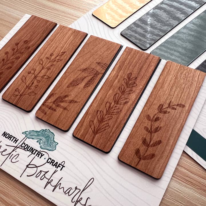 North Country Craft - Wholesale Bookmark - Floral Icons Magnetic Wooden Bookmarks3
