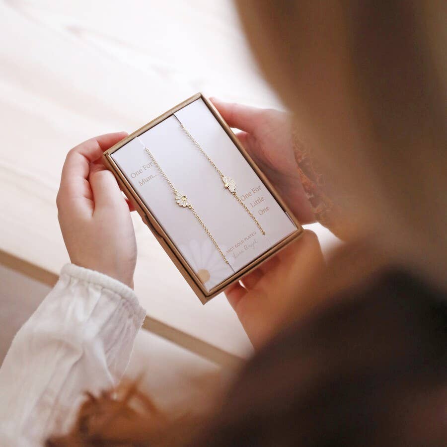 Lisa Angel - Wholesale Charm/Dangle Bracelet - Mother & Child Set of 2 Flower Bracelets in Gold8