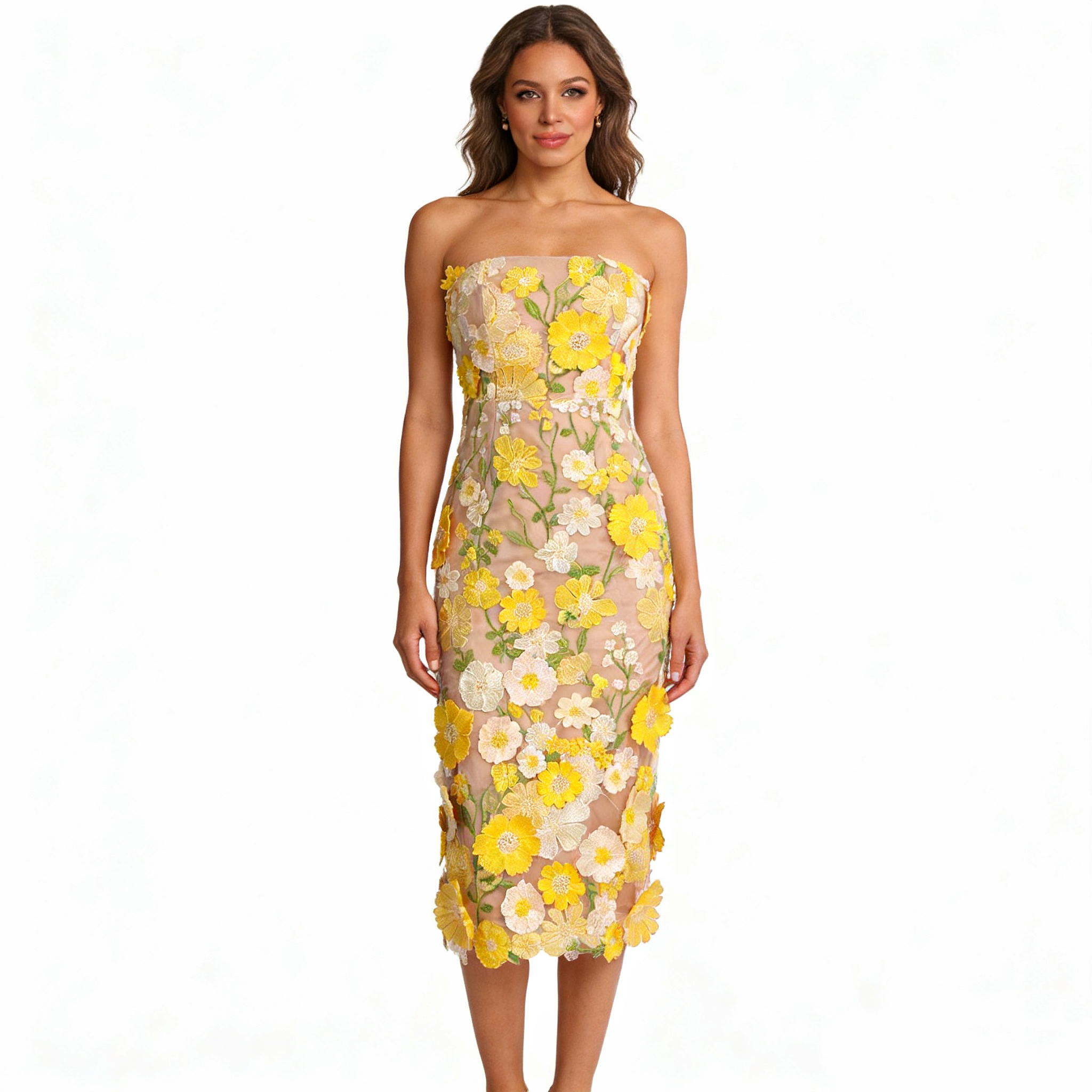 Productseeker - Venta al por mayor Vestido - Mujer - Vestido tubo ajustado con bordado floral3