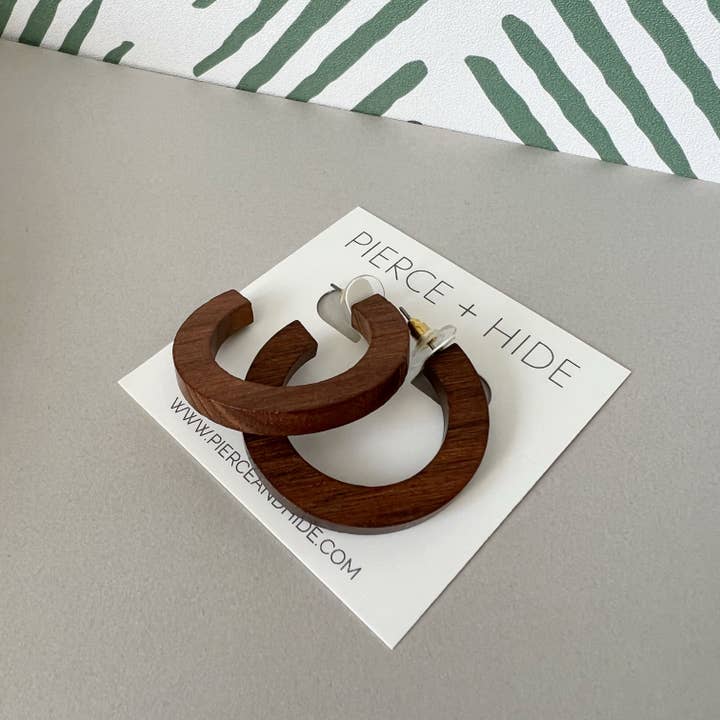 Pierce + Hide - Wholesale Hoop Earrings - Wood Hoop Earrings | Brown Wood Hoops1