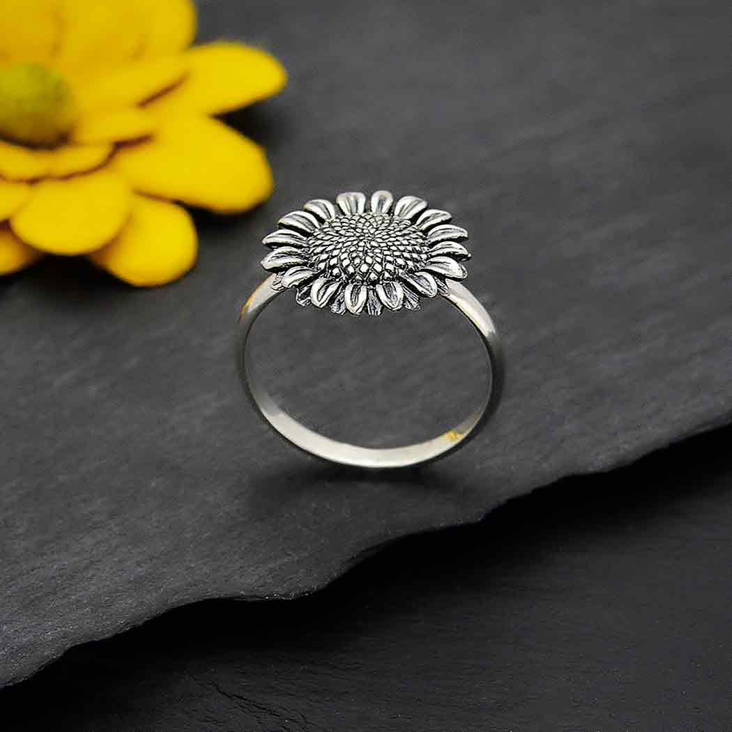 Nina Designs - Wholesale Band/Stacked Ring - Sterling Silver or Bronze Sunflower Ring