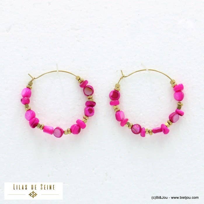 Lilas de Seine - Wholesale Hoop Earrings - 0322093 mother-of-pearl stainless steel creole earrings0