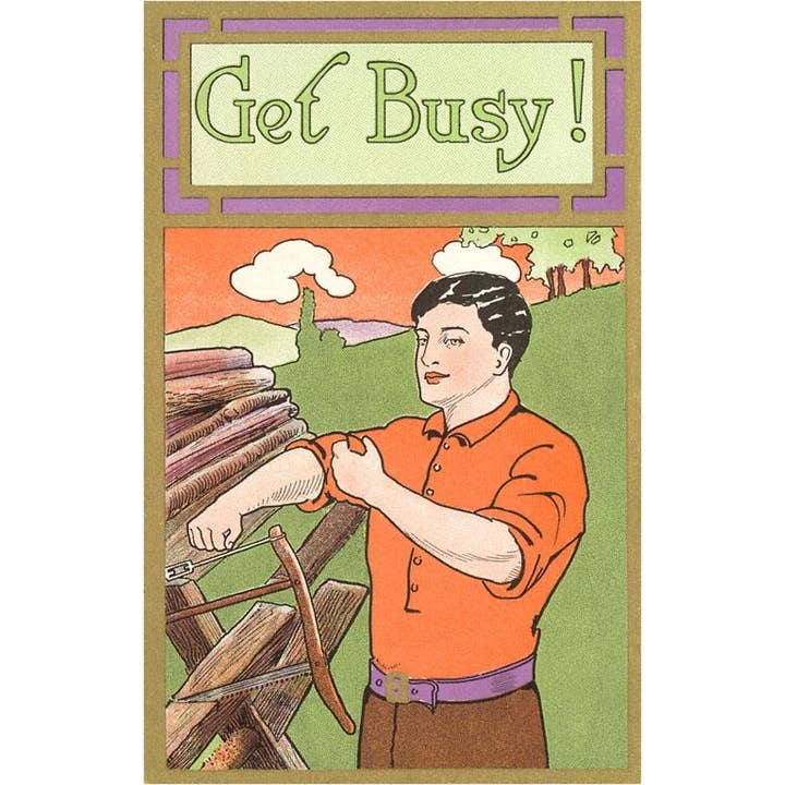 Postcard AM-26 Get Busy Sawyer for wholesale by Found Image Press