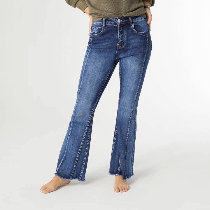 Dark Denim EverStretch Flare with Inset Seam for wholesale on Faire