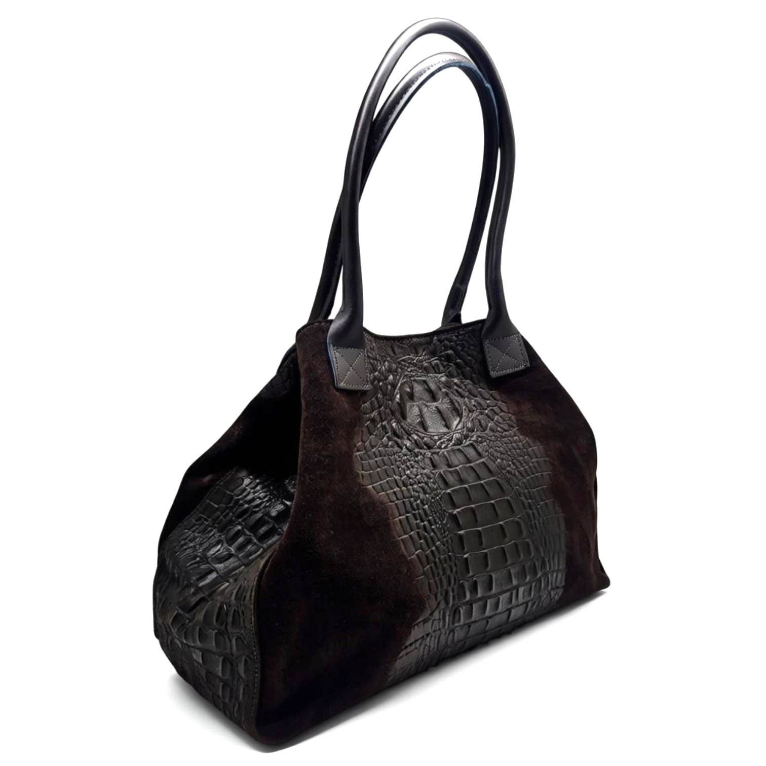 ZEEN - Wholesale Top Handle Bag - Women's - LOLA Croco Choco leather BAG2