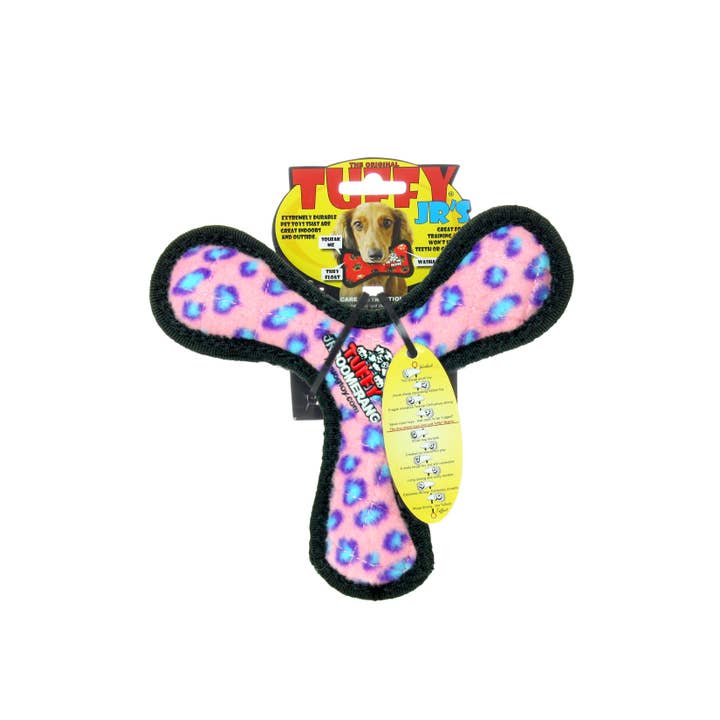 Tuffy Dog Toys - VIP Products – Engroshandel Pibelegetøj - Hund – Tuffy Jr Boomerang - Pink Leopard, holdbar, knirkende hundelegetøj4
