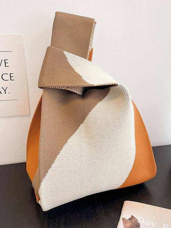 Plush Looks - Wholesale Draagtas - Dames - Geweven tassen en handtassen in contrasterende kleur0