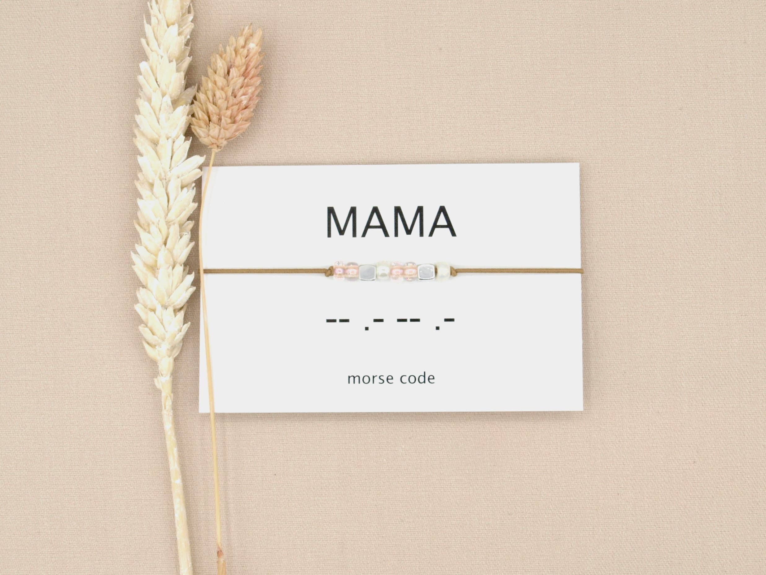 by Indah - Vendita all'ingrosso Bracciale con perline - Fascia da braccio con codice Morse Mama (argento, rosé goud, goud)0