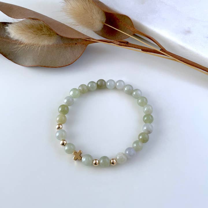 Grace Bracelet with Burmese Jade & 14k Gold for wholesale by Ann Saint James