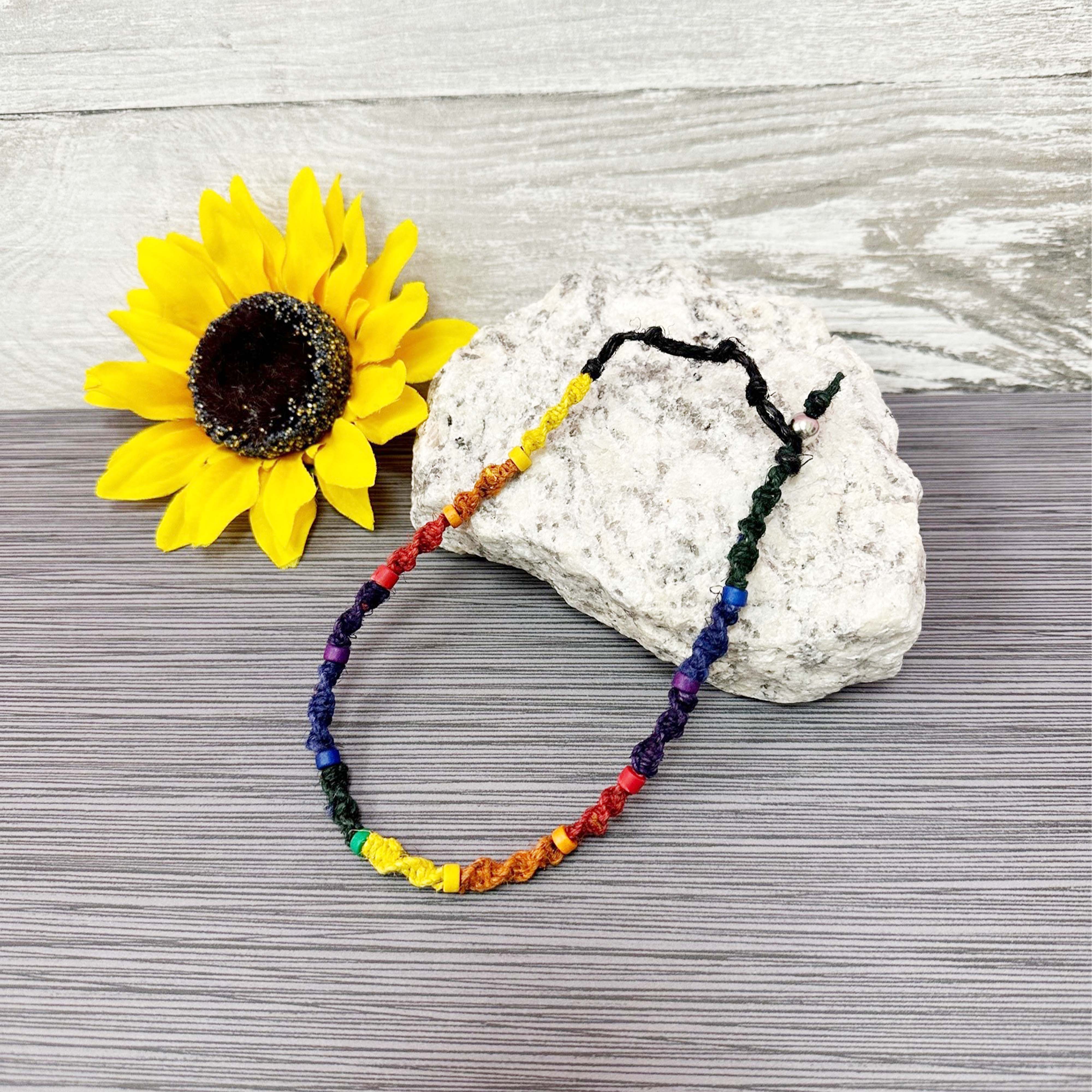 Natalia - Wholesale Choker/Collar - Rainbow twisted hand braided choker with ceramic beads- PC1