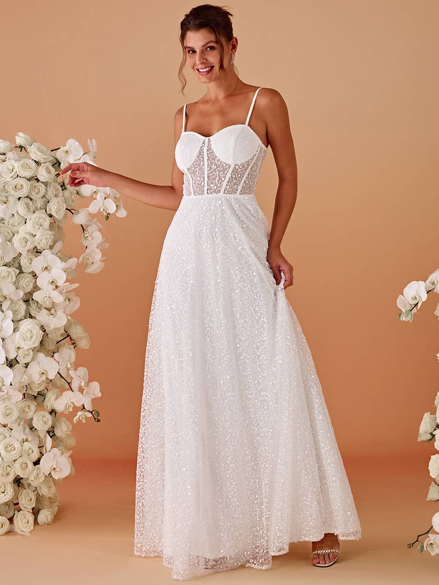 Ever-Pretty - Wholesale Dress - Women's - Spaghetti Straps Sweetheart Neckline Sequin Dresses5