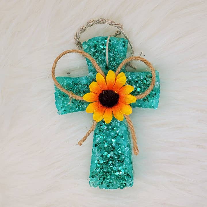 Leafcutter Candle Co. - Wholesale Car Freshener - Women’s - Cross with Sunflower Bow0