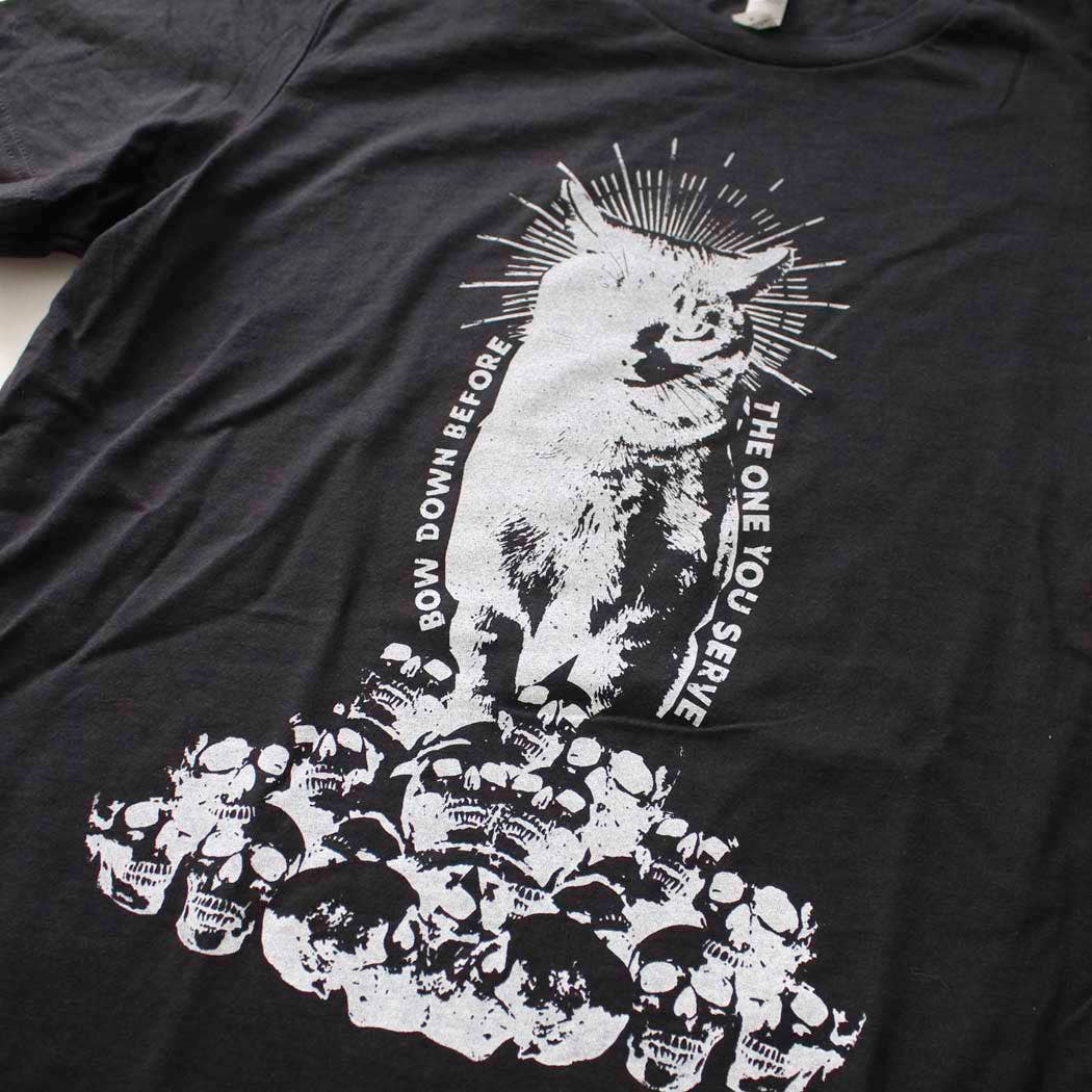 Yonder Studios - Wholesale Screen Printed T-Shirt - Unisex - Cat Worship Shirt on Black2
