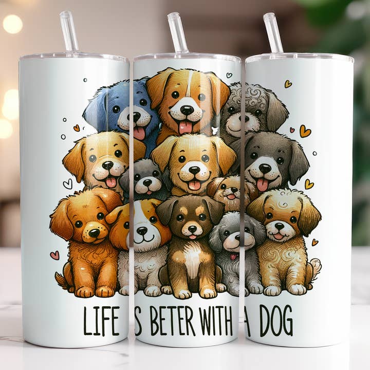 Life is Better with a Dog Tumbler for wholesale by Beautiful Creations by Laney