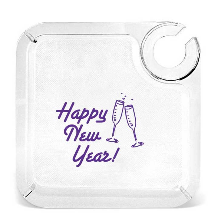 Happy New Year Buffet Plate Square #75-079 - Pack of 6 for wholesale by IWA Wine Accessories