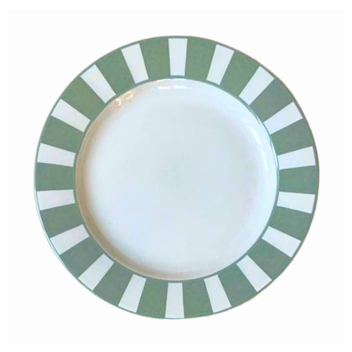 Essentials Green-white  Plate Dessert, set of 4 for wholesale by The Lino