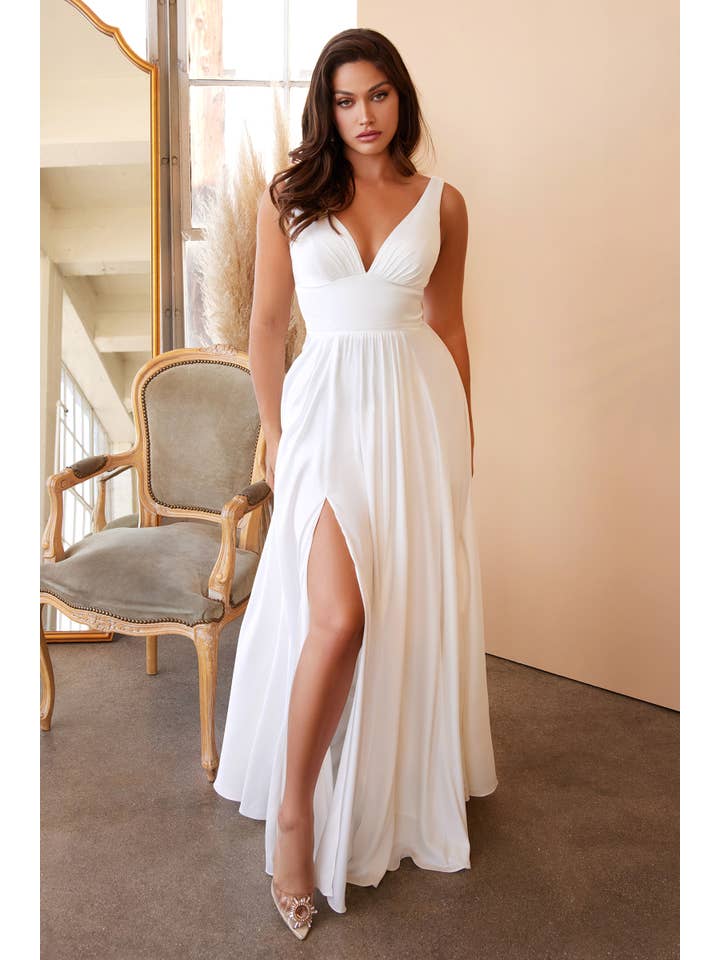 Off White Classic Soft Satin A-line Bridal Gown for wholesale on Faire