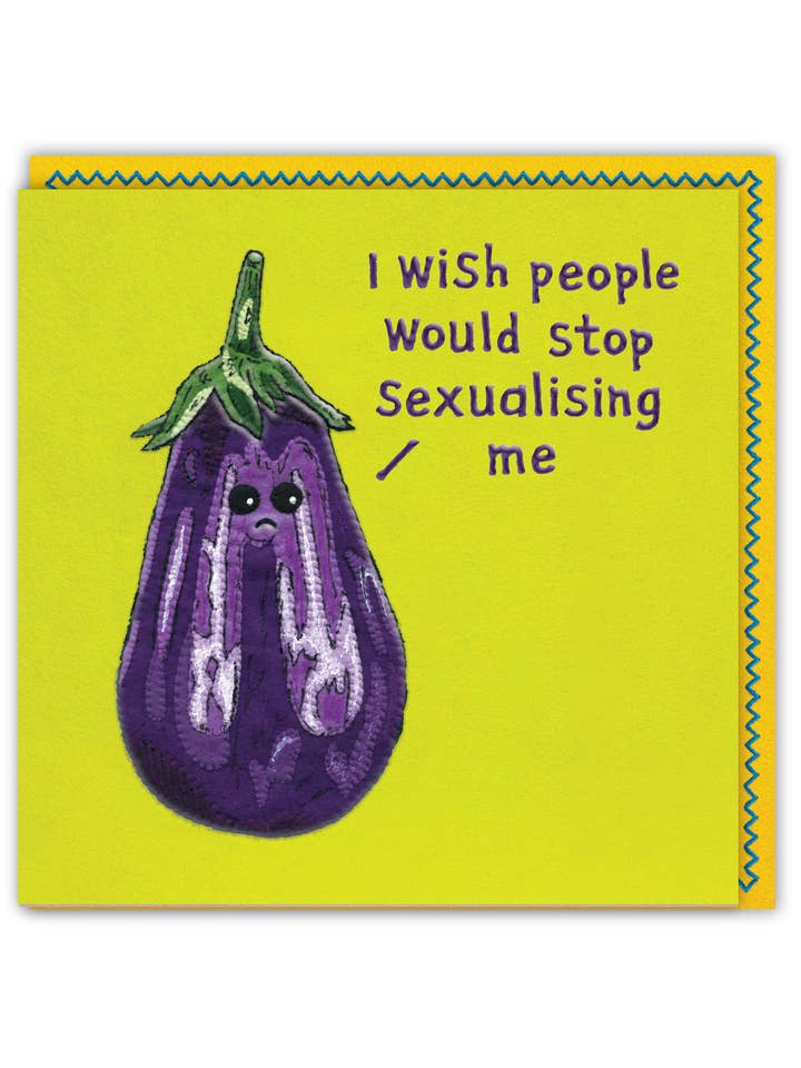 Funny Everyday Card - Aubergine Embossed Greetings Card for wholesale by Brainbox Candy