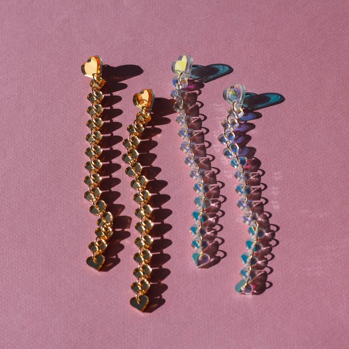 LUNA & SAYA - Venta al por mayor Pendientes colgantes - Pendientes tipo plumero con forma de corazón | Pendientes divertidos | llamativos