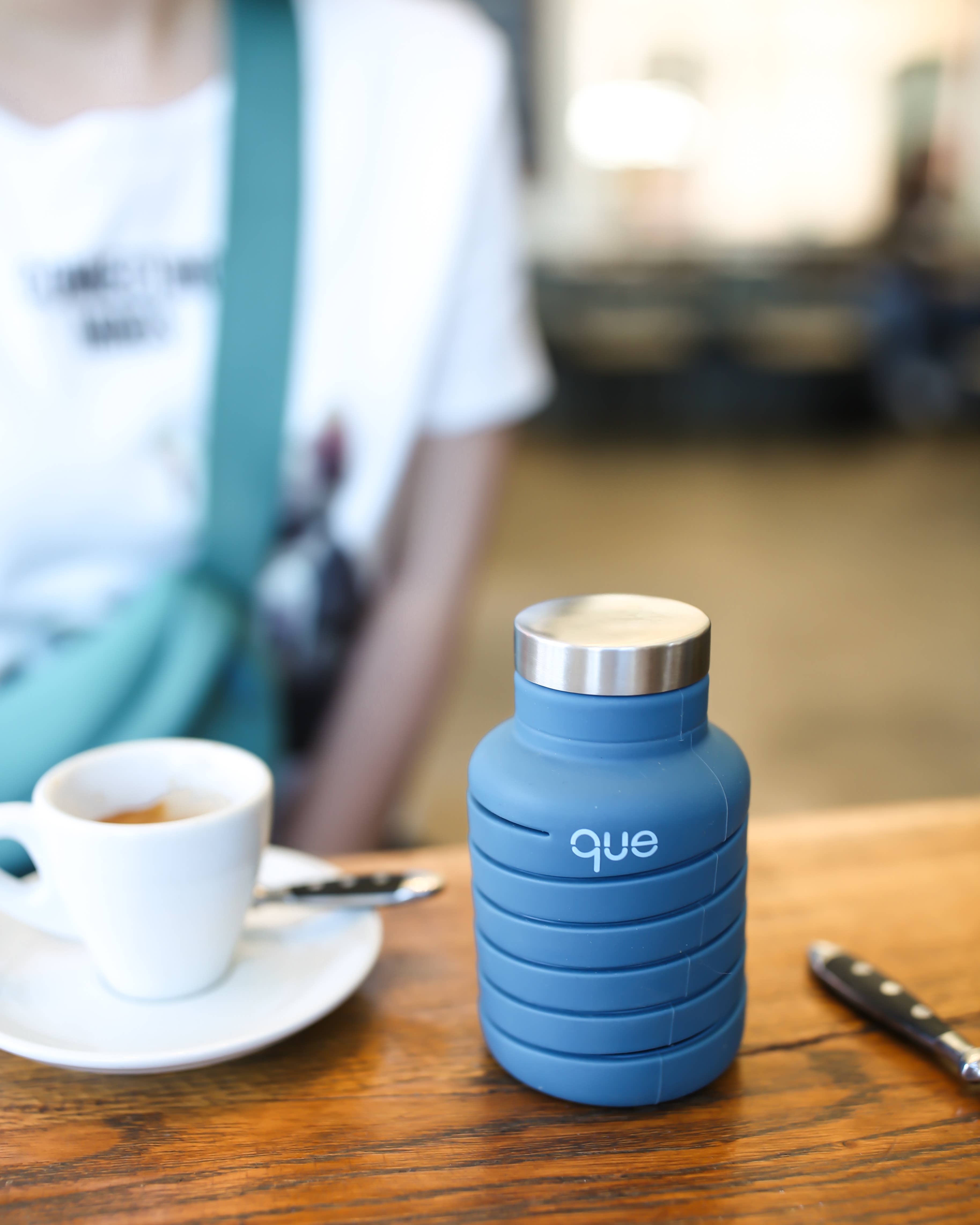 Que Factory - Wholesale Water Bottle - 20oz Collapsible Water Bottle - Steel Blue2