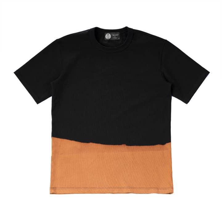 OBLADI by D'énigme - Venta al por mayor Camiseta - Unisex - Camiseta negra blanqueada en la parte inferior naranja o gris