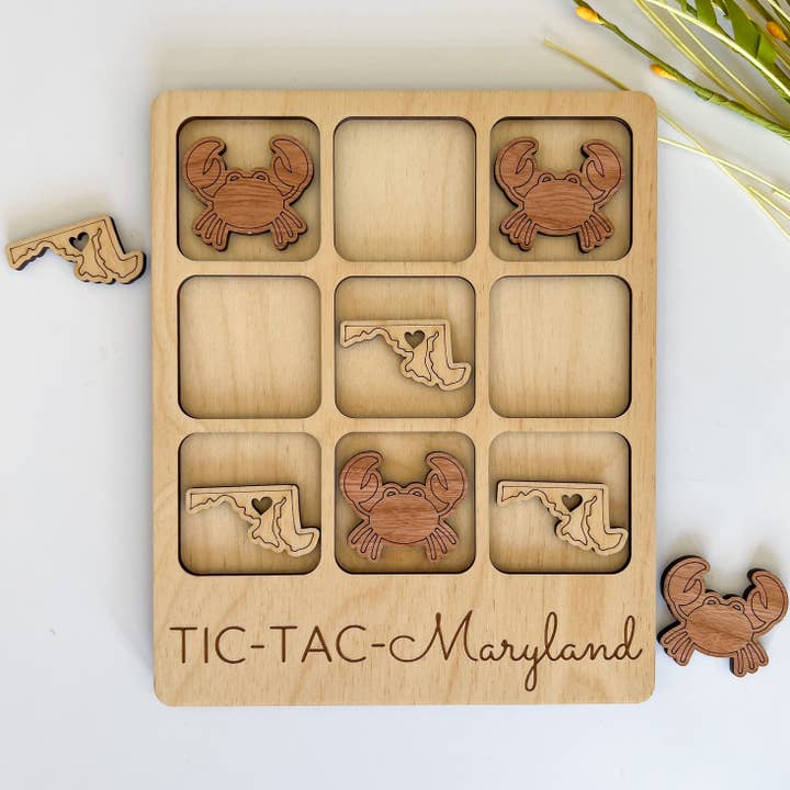 Maryland State Gift - Gioco Tic-Tac-Toe MD - Personalizzabile per la vendita all'ingrosso da parte di Birch House Games & Gifts