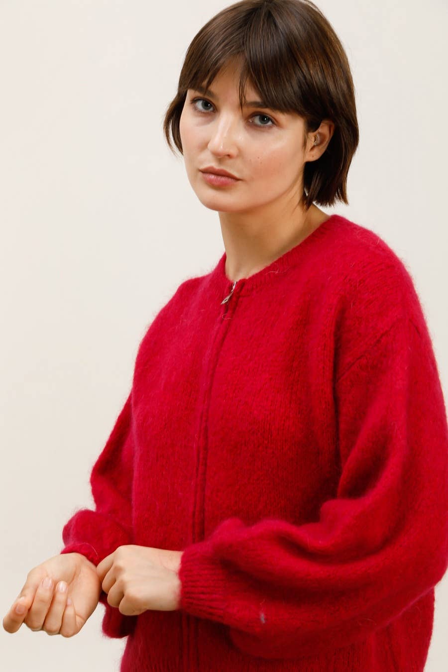 NAÏS PARIS - Vente Cardigan – femme - Cardigan col rond zippé en mohair et laine16