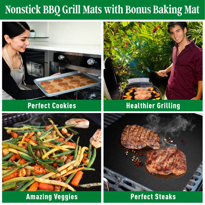 Alpas Life - Wholesale Grill Pan/Griddle - BBQ Grill Mats (Set of 2) Plus Oven Baking Mat