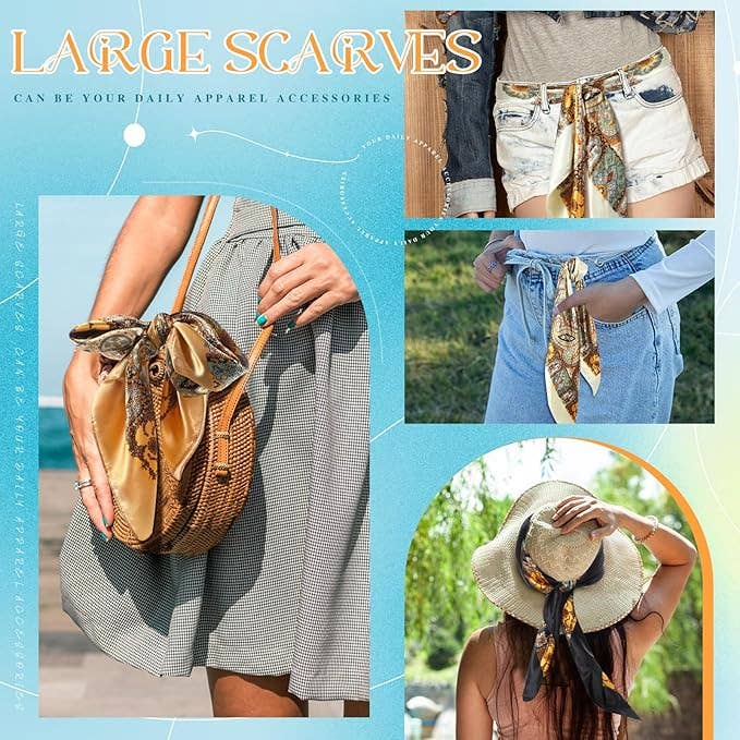 Crover - Wholesale Scarf - Women's - Square Satin Scarf – 35" x 35" Assorted Colors1